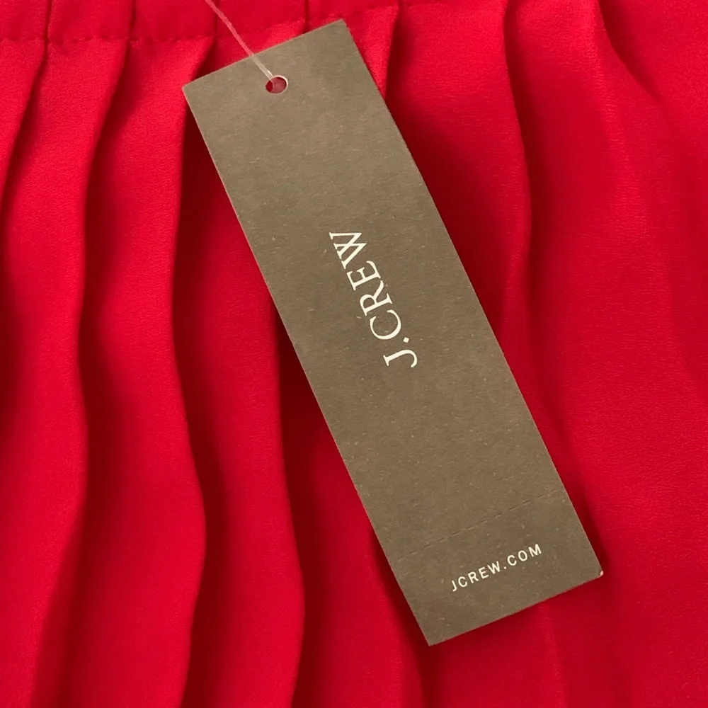 J. Crew Red Pleated Maxi Skirt